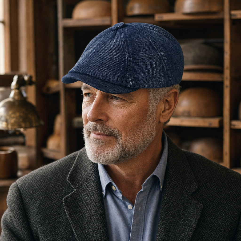 Casquette gavroche en denim — QUESNOY