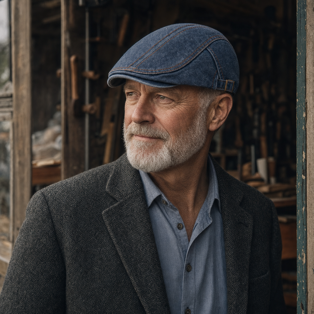 Casquette en denim surpiqué — ALBERT